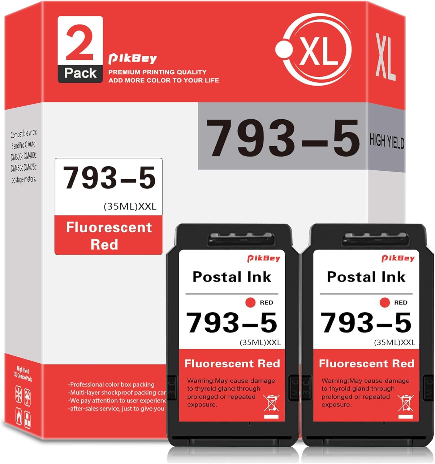 2-Pack SL-793-5 Ink Cartridge Replacement for Pitney Bowes 793-5 Red Ink Cartrid