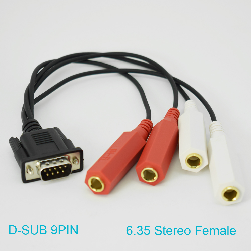 10pcs 30cm D-Sub 9pin DB9 9pin Male to 4 x 6.3mm 1/4" Female Adapter Cable