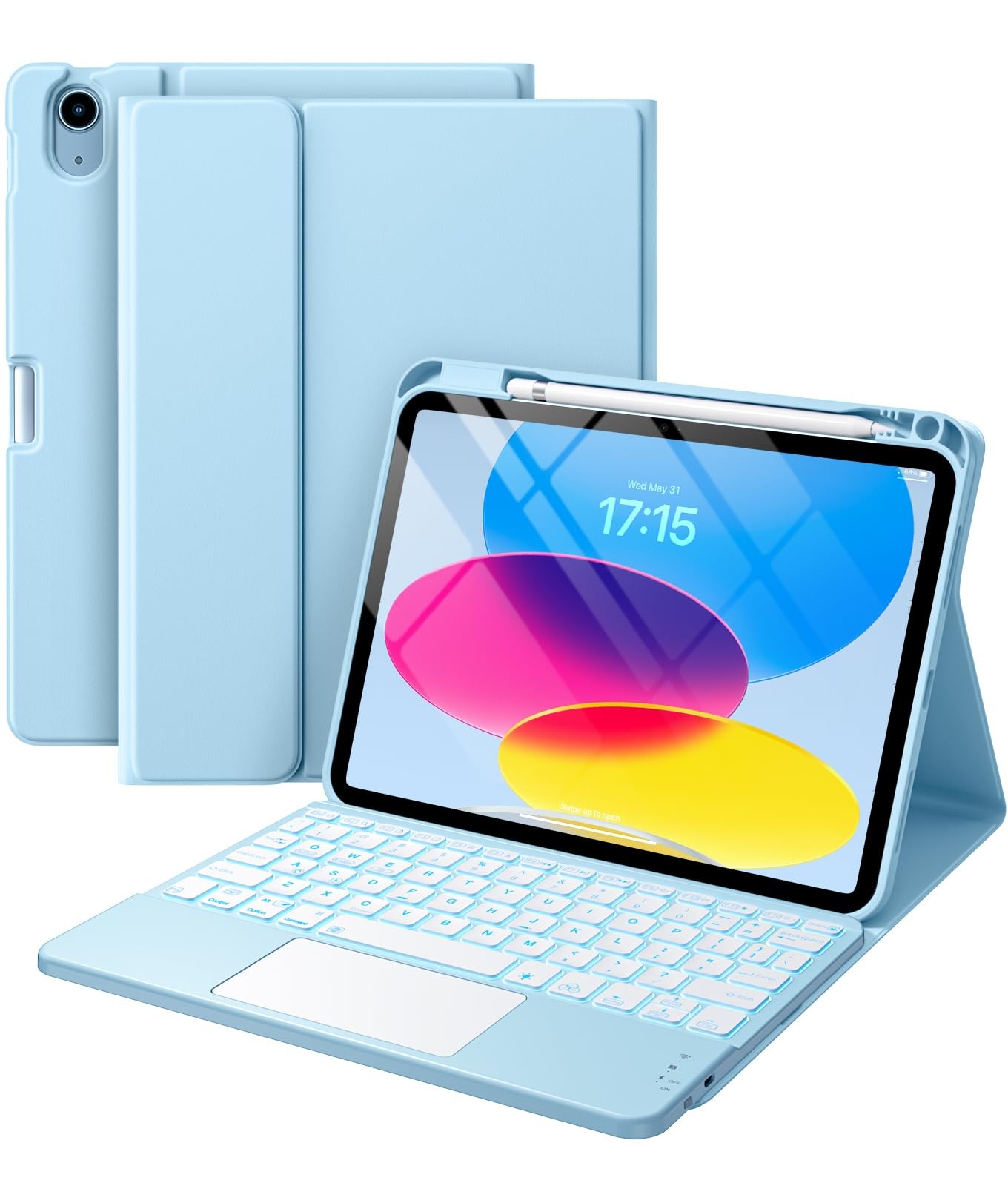 Harvopu Compatible for iPad 11th 10th Generation Case with Keyboard, Folio Cover