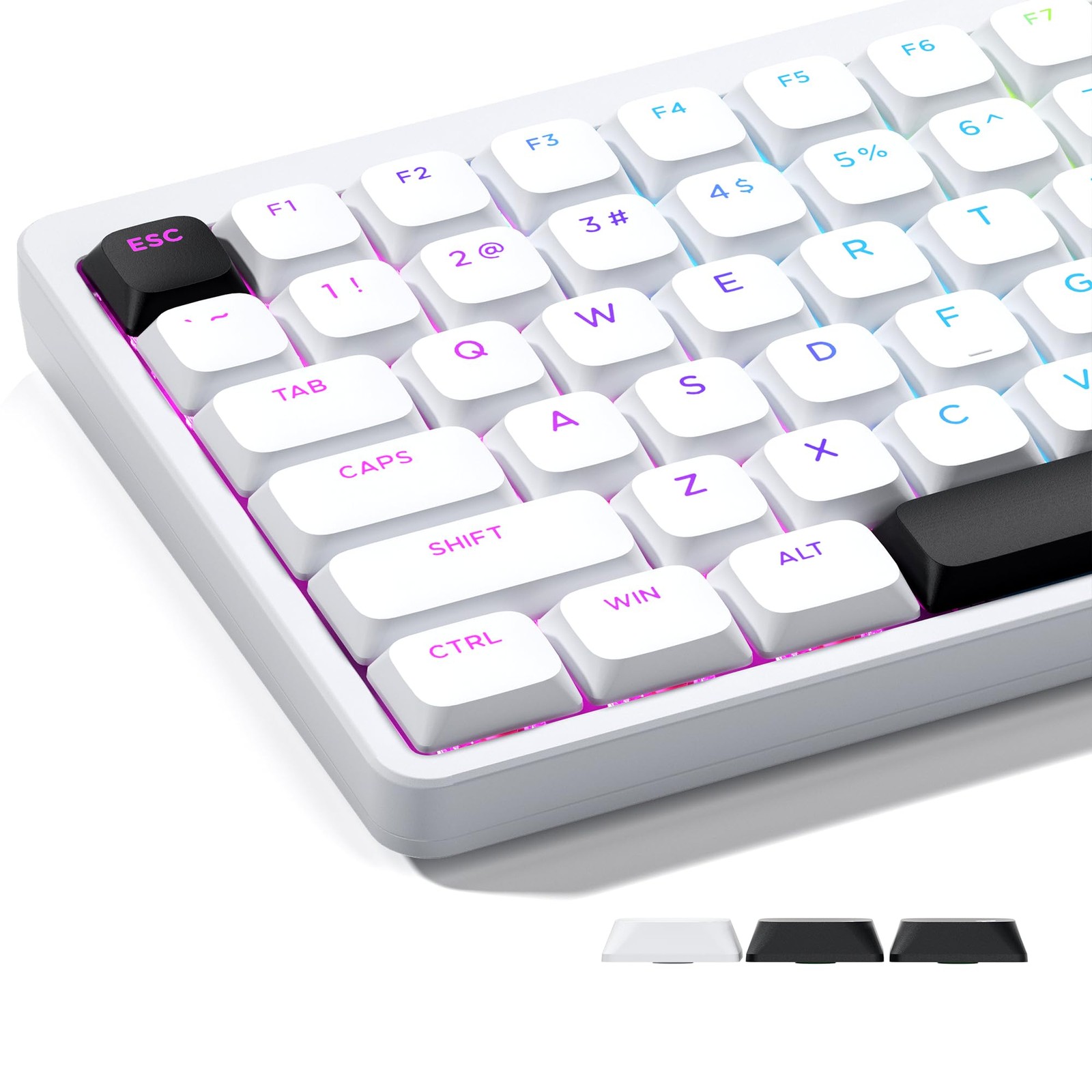 1 Set White XVX Low Profile Double Shot PBT Bow Keycaps Shine Through