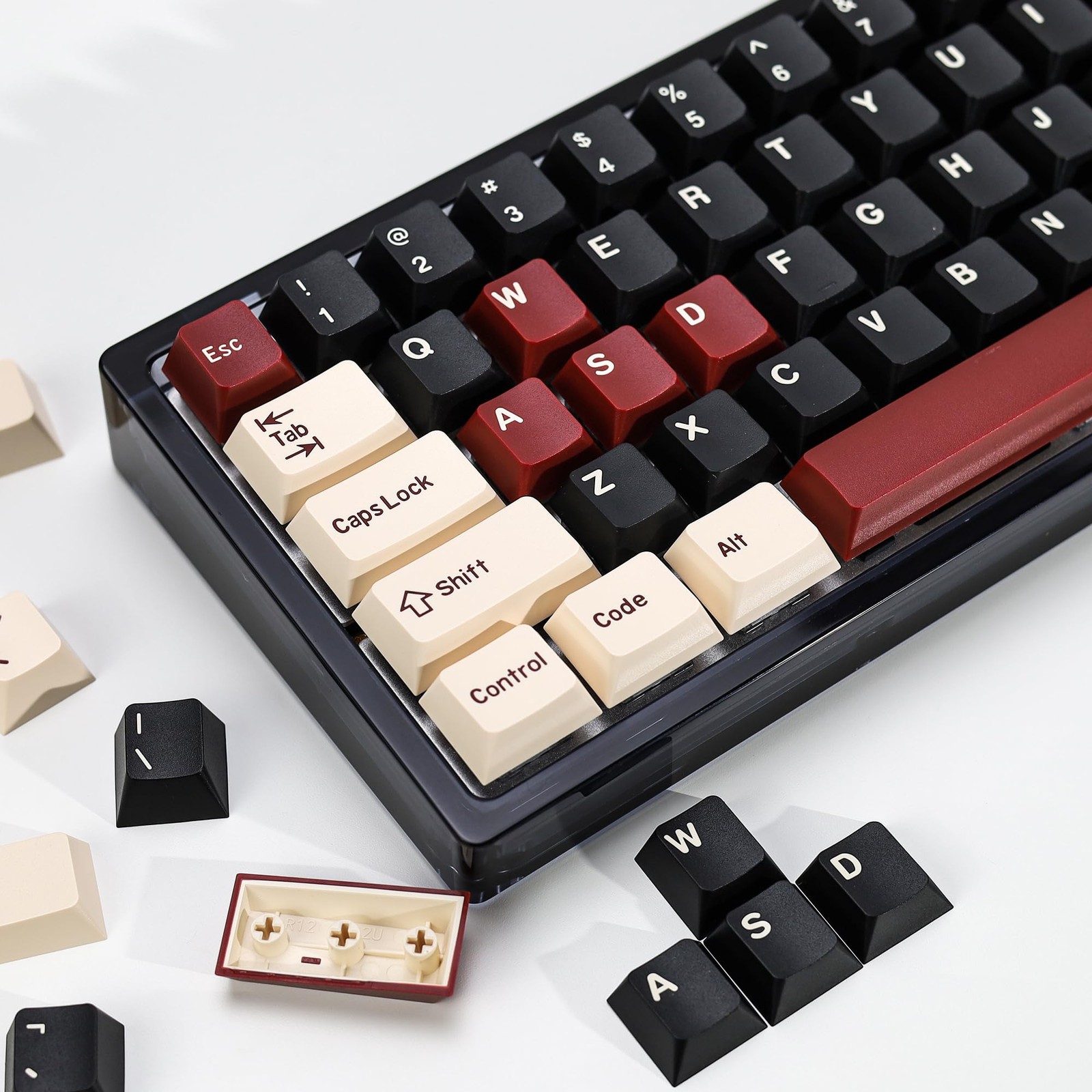 KBDiy Rome PBT Double Shot Custom Keycap Set,174 Keys Black Gaming Key Caps K...