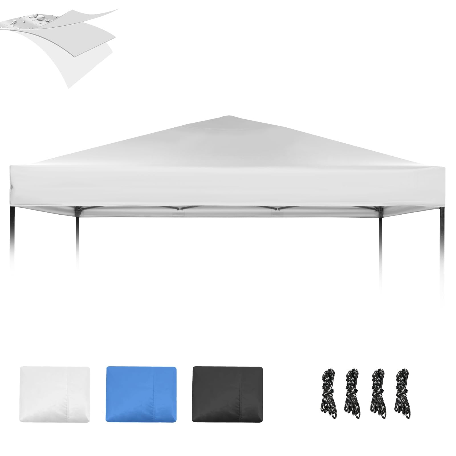 10×10 Canopy Replacement Top, Pop Up 10'x10' 300D Oxford Cloth, Silvery White 