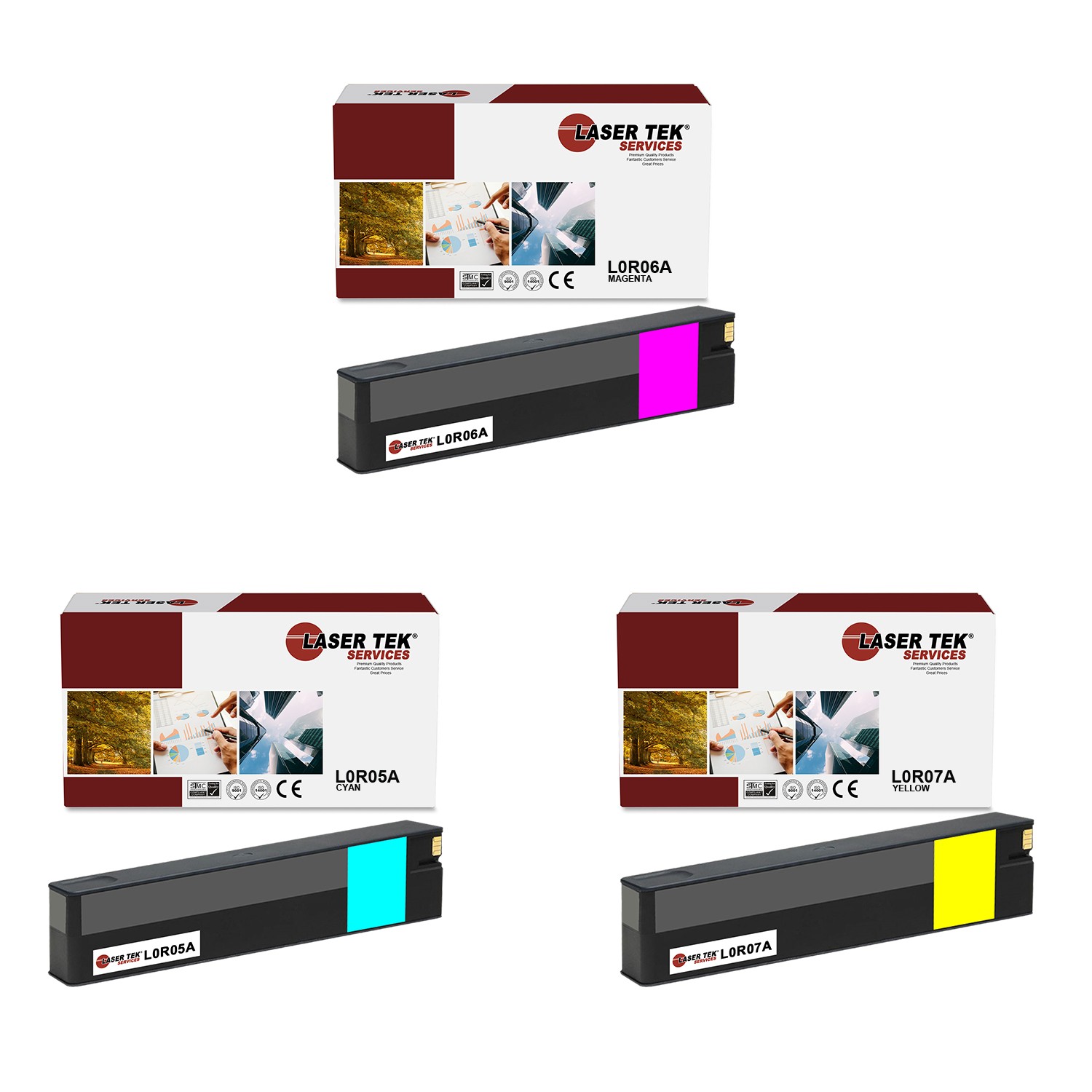 3Pk LTS 976Y CMY HY Compatible for HP Pagewide Pro 552 577 Ink Cartridge