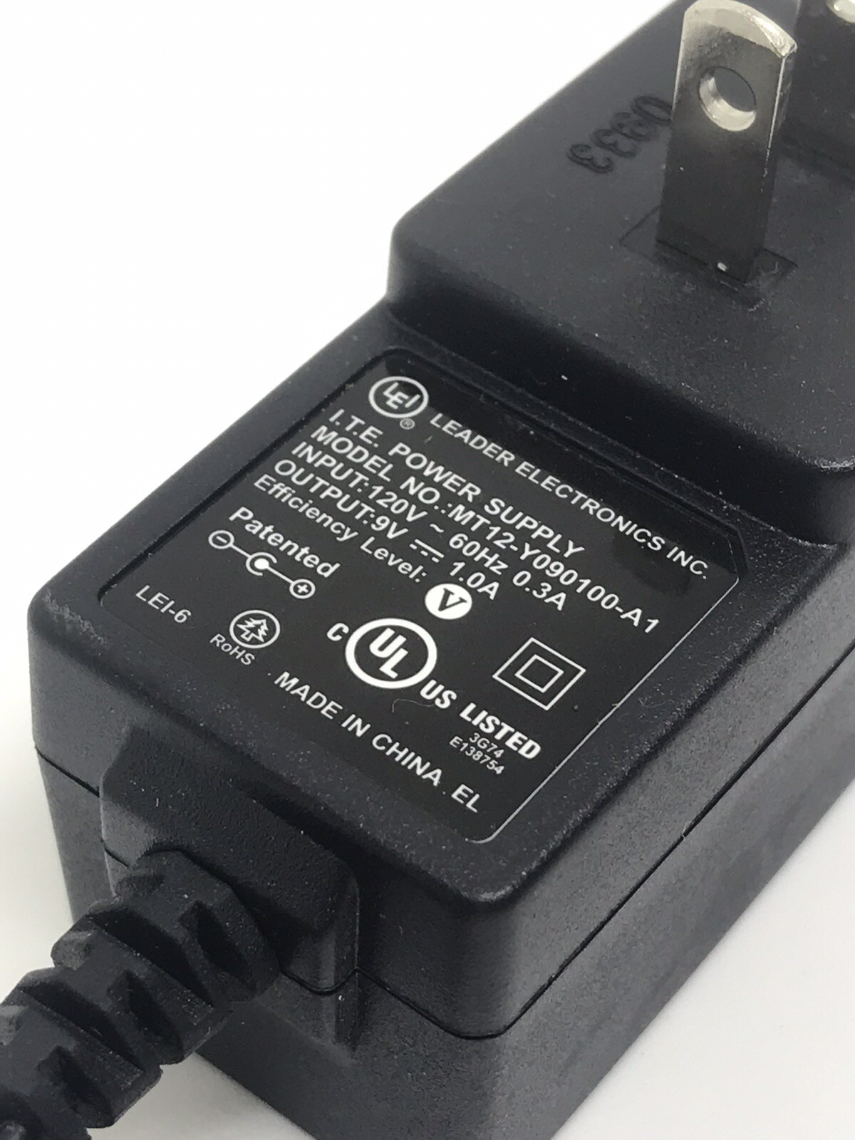 Leader Electronics ITE Power Supply AC Wall Adapter MT12-Y090100-A1 9V 1A