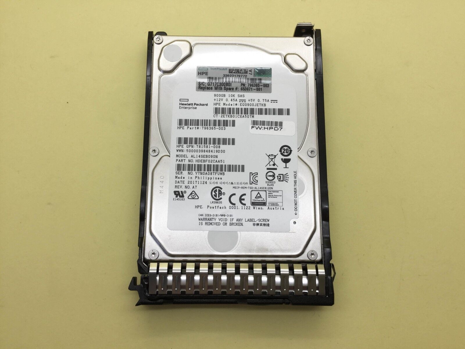 HP 652589-B21 900GB 10K 6G SFF SAS SC HDD HARD DRIVE 653971-001 W/ tray