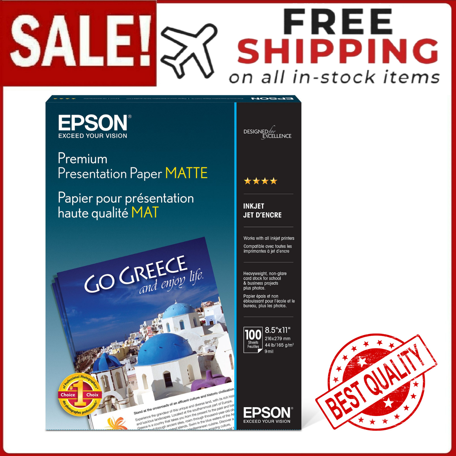 Epson Premium Presentation Paper MATTE (8.5x11 Inches, Double-sided, 50 Sheets)