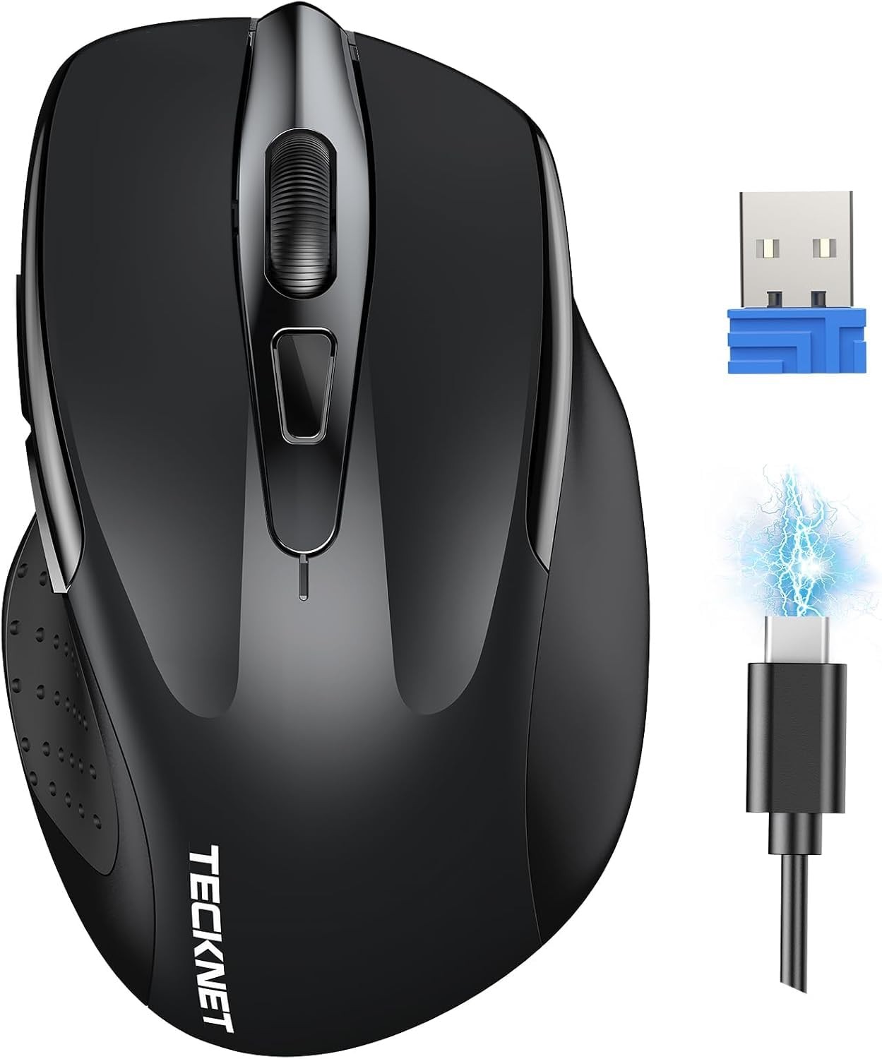 Wireless Mouse Rechargeable, 2.4G USB-A Silent Mouse, Quiet Click, 6 Adjustab...