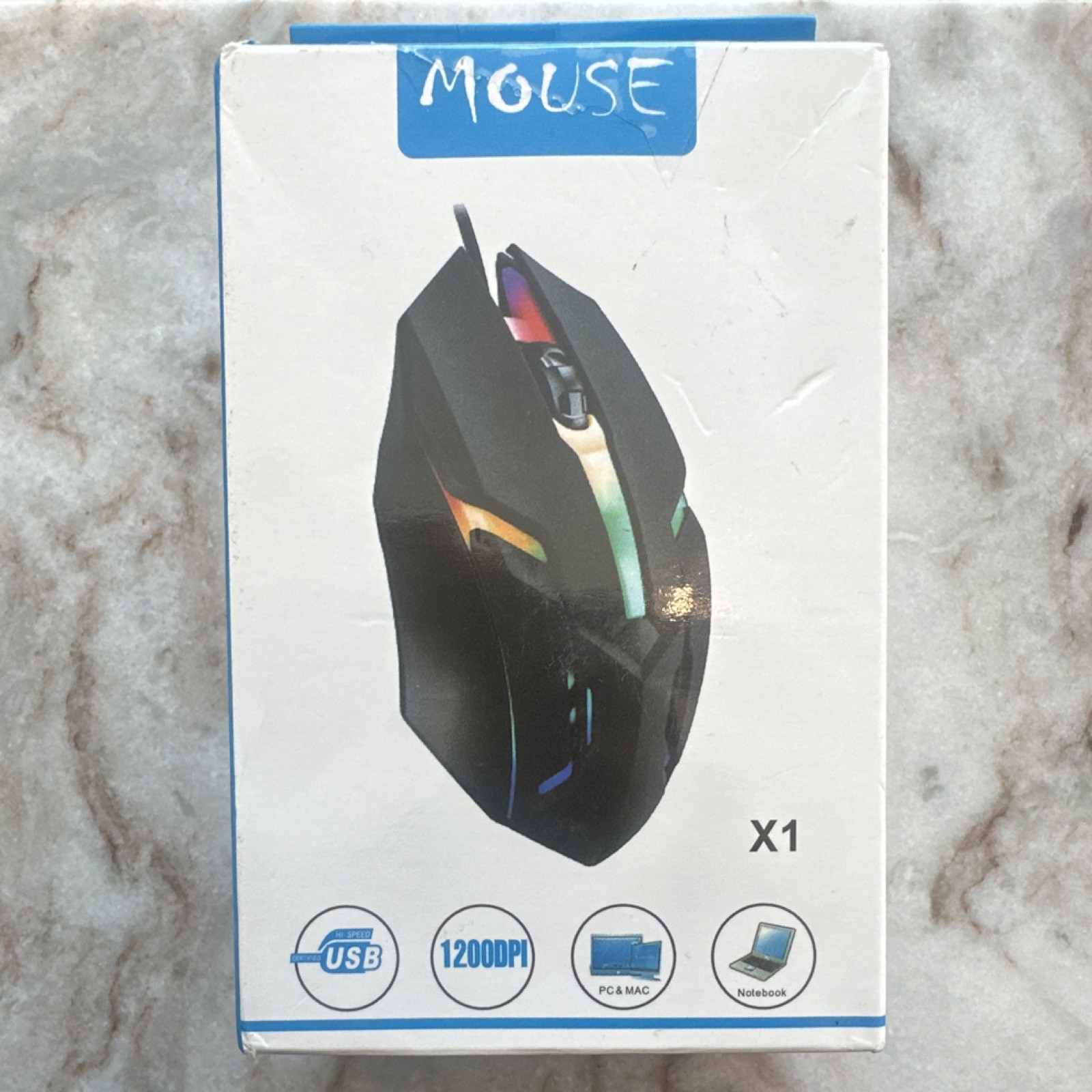 X1 Wired Optical Gaming Mouse 12000 DPI LED Lights Ergonomic USB Black