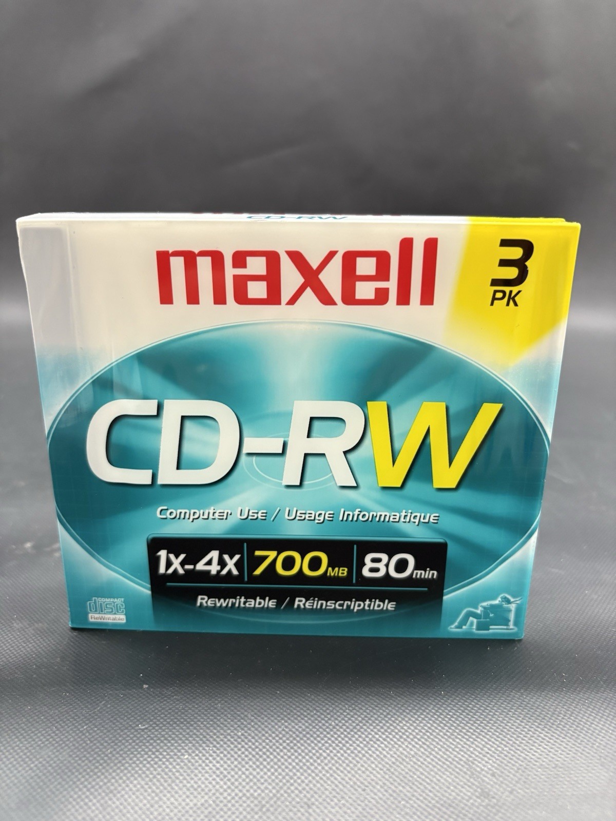 Maxell CD-RW 700MB Rewritable CD 80 Minutes 1X-4X Speed 3 Pk