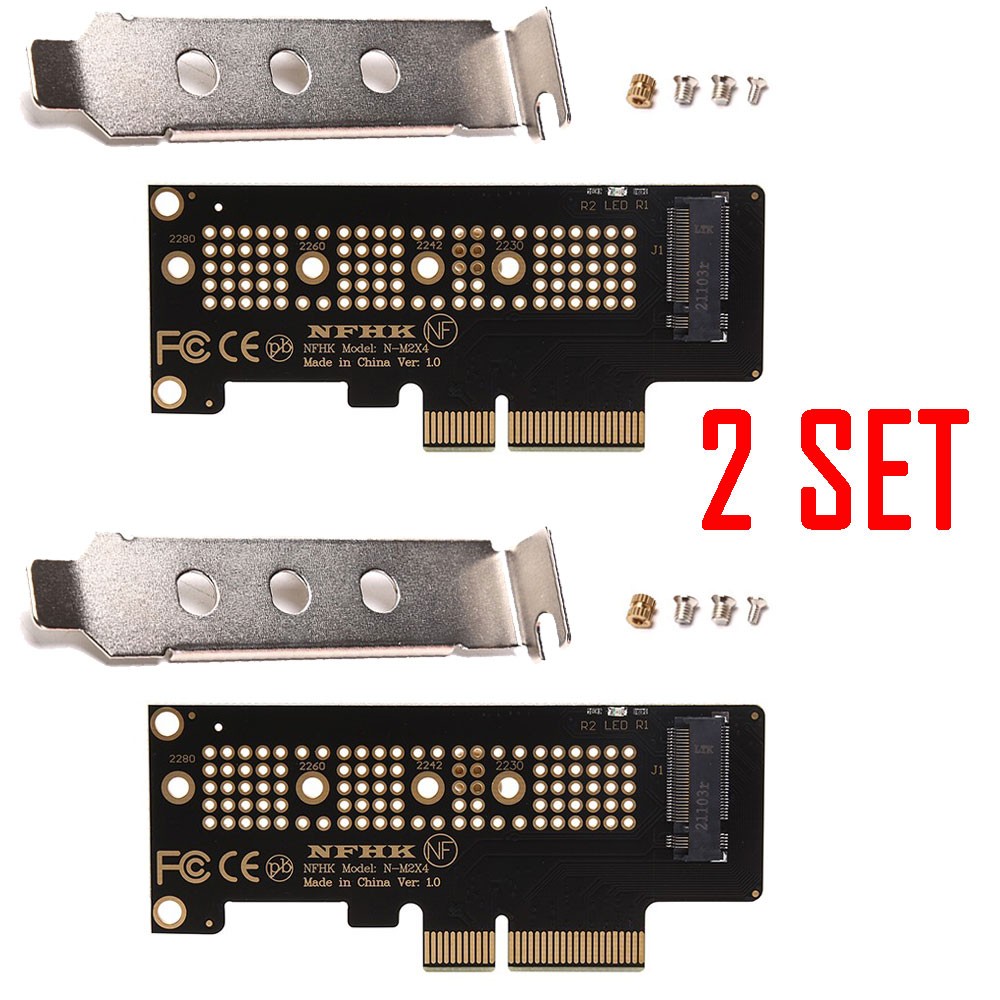2 PACK NVMe PCIe M.2 NGFF SSD To PCIe X1 Adapter Card PCIe X1 M.2 With Bracket