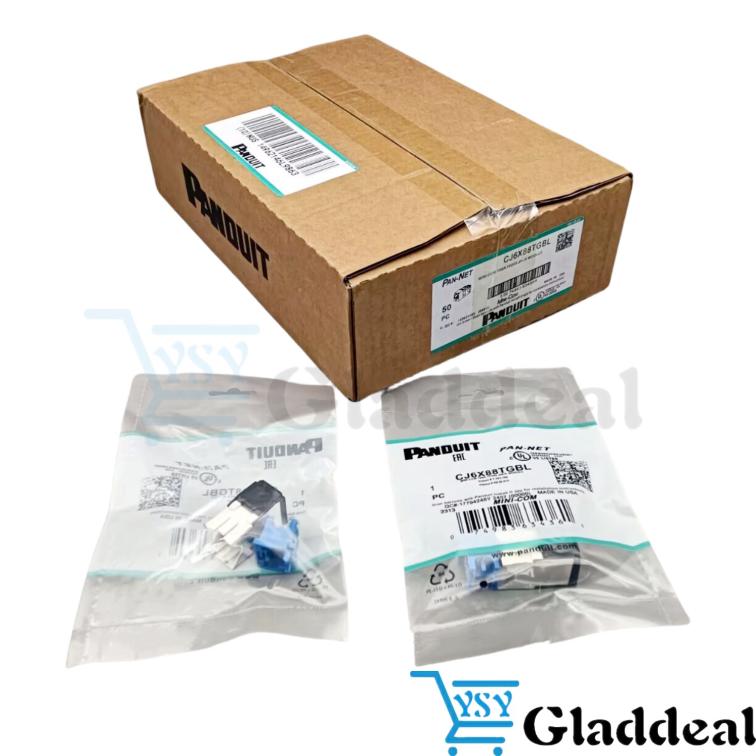 New (BOX OF 50) Fit For Panduit Cat6a 10 Gig Mini-Com Jack Black CJ6X88TGBL US