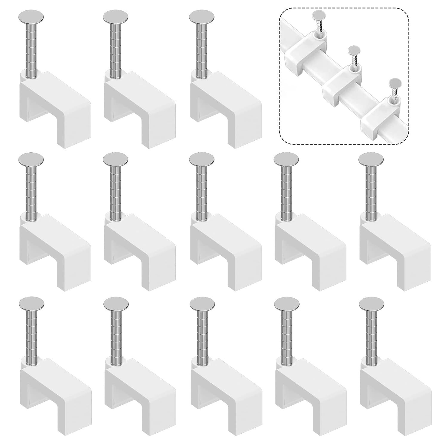 100pcs 8mm Nail In Cable Clips Flat Ethernet Wire Wall Organizer