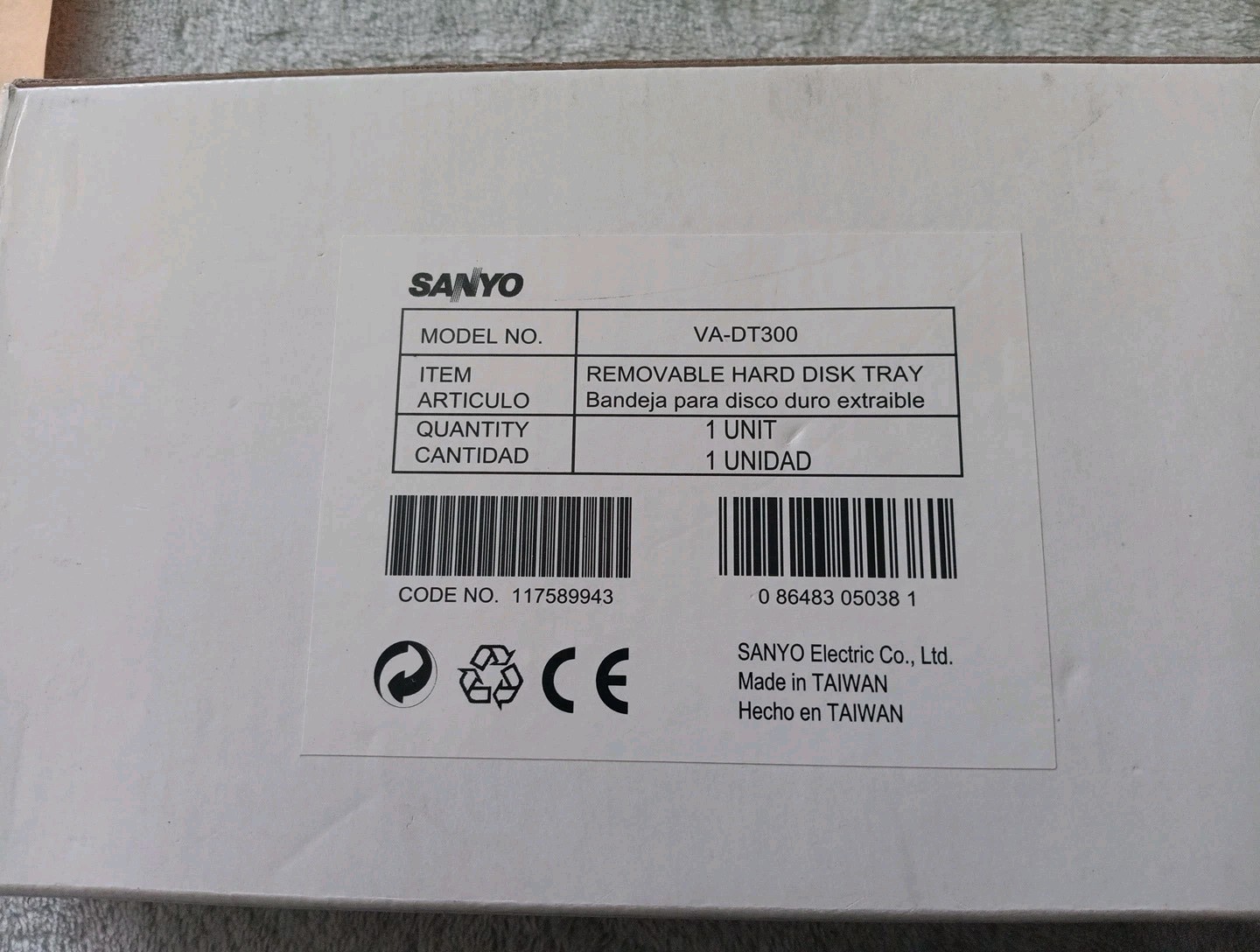 Sanyo Removable Hard Disk Tray