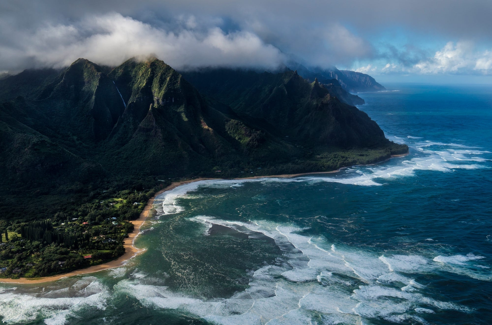 Landscape nature hawaii mountains clouds water aerial Custom Gaming Mat Desk