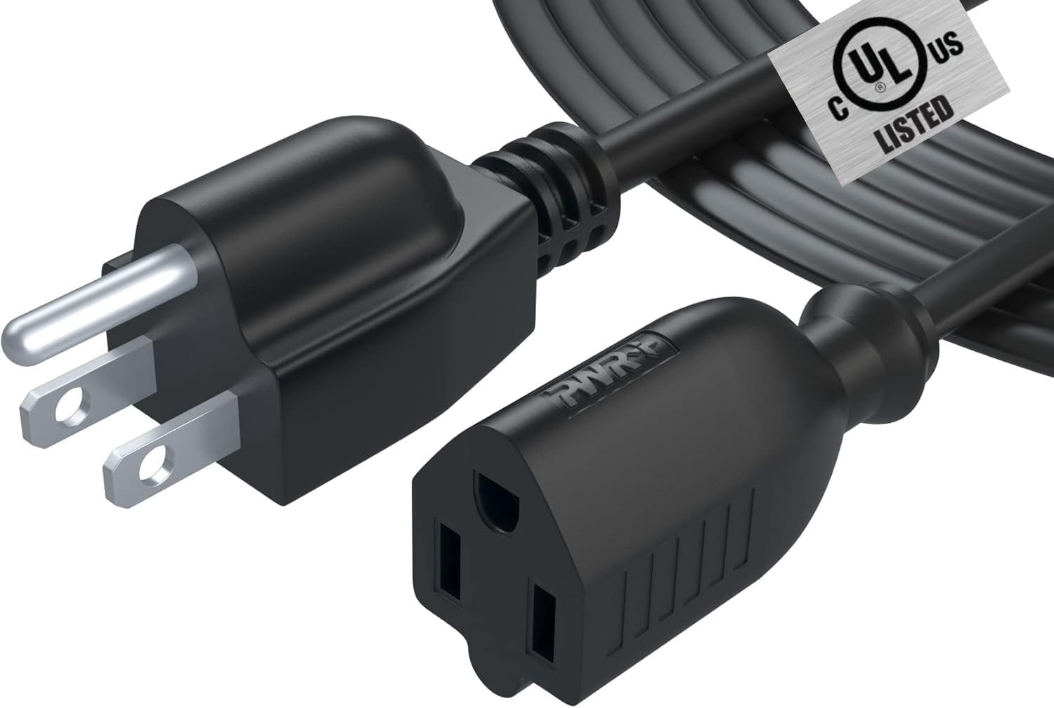 12Ft Power Extension Cord Cable Extender - 18AWG NEMA 5-15P to 5-15R Strip
