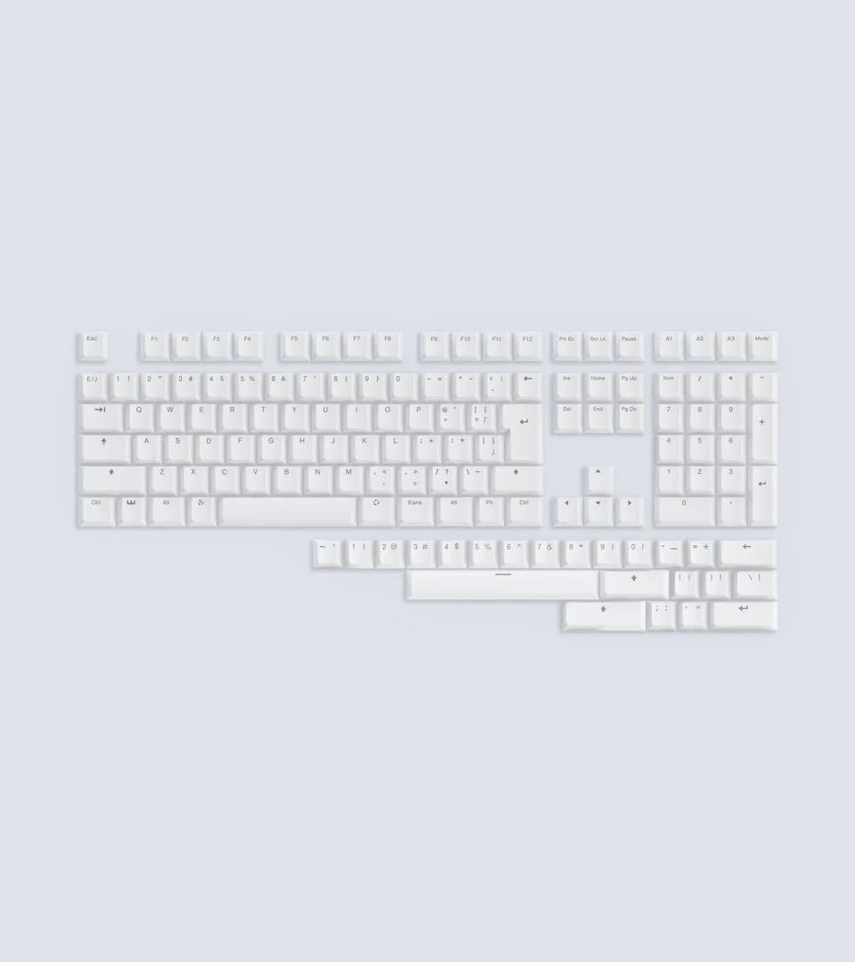 Wooting Double Shot PBT White Keycap Set JP Layout Dye-sub No Kana Used
