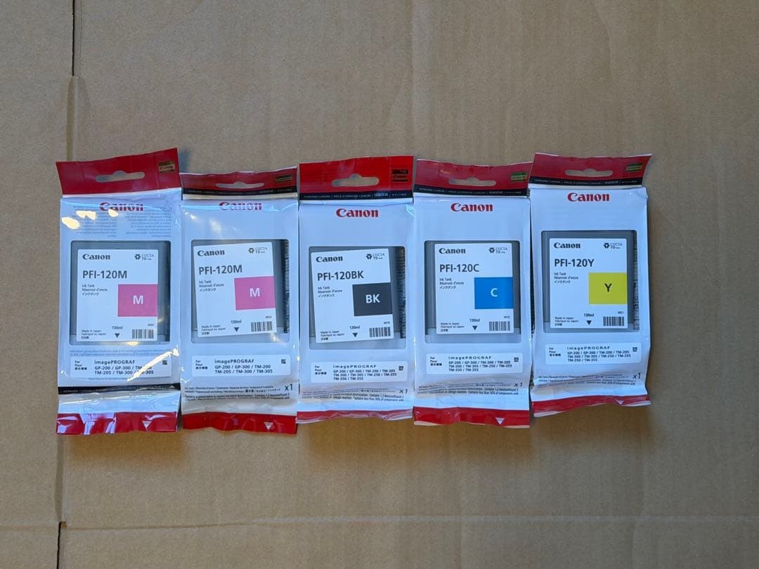 Canon PFI-120 Ink Tank Set 5pcs New for imagePROGRAF Magenta Black Cyan Yellow