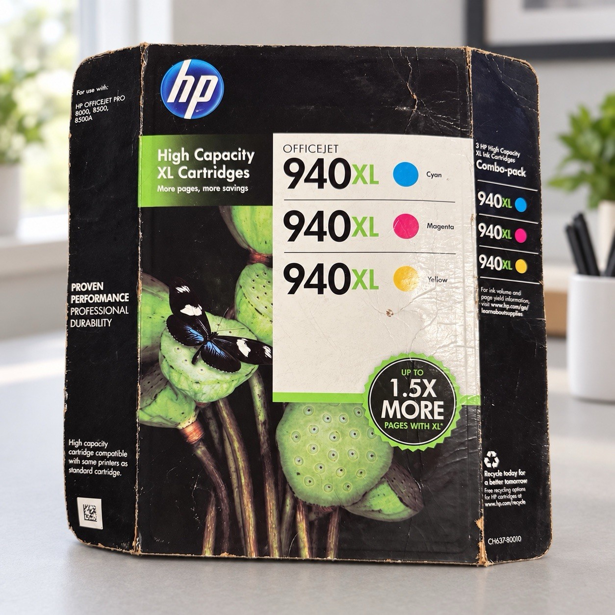 HP 940XL Cyan Magenta Yellow Ink Cartridges 3-Pack Genuine OEM Factory Sealed