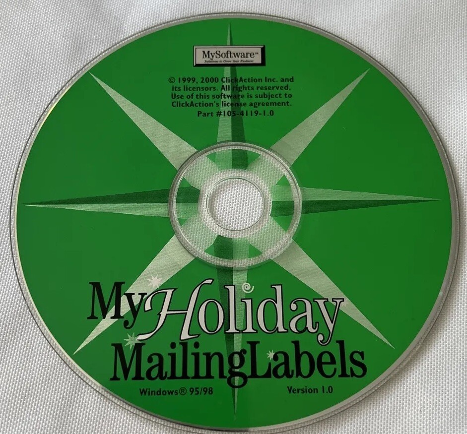 My Holiday Mailing Labels For Windows 95/98 Version 1.0 My Software 