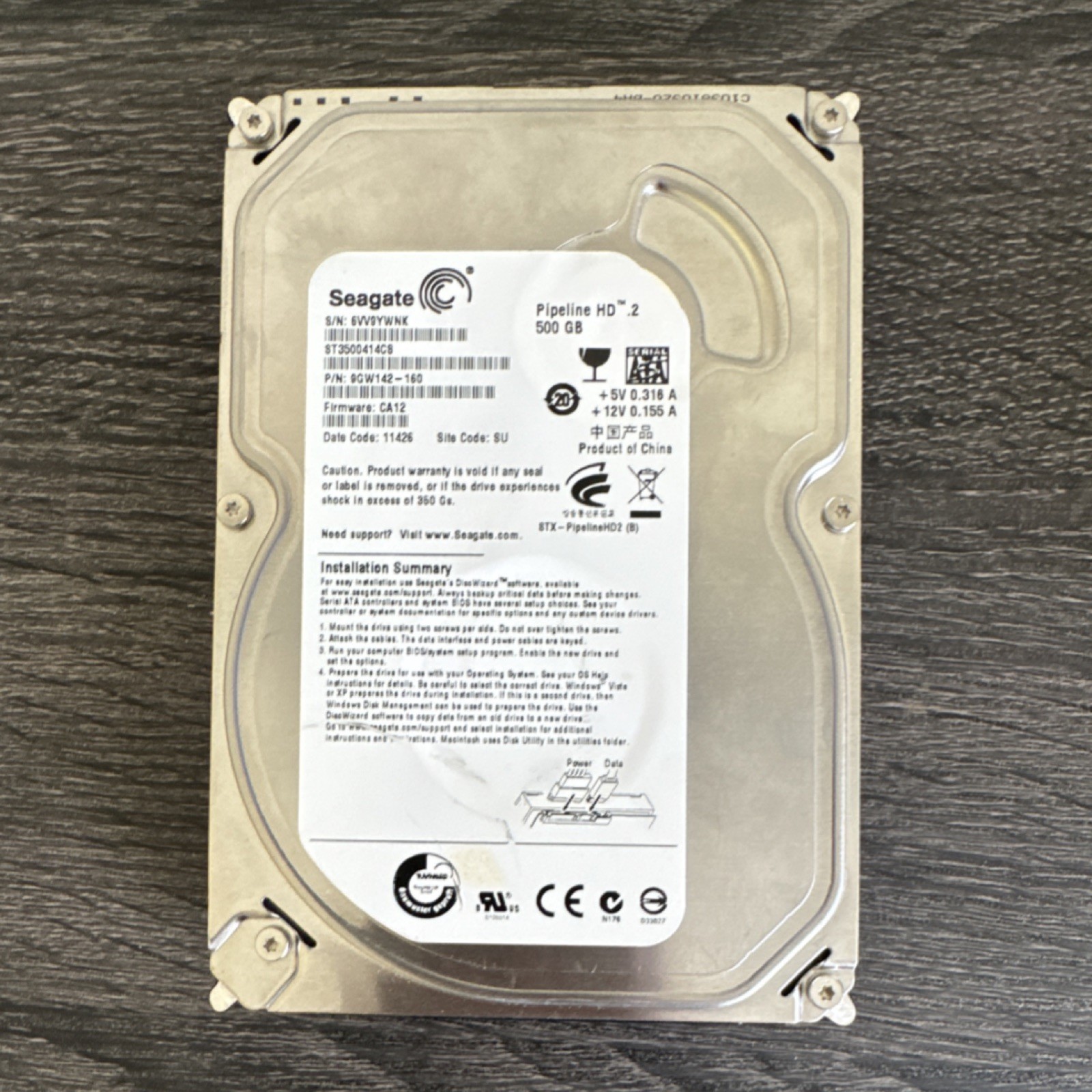 Seagate Pipeline HD 2 500GB SATA 3.5" Internal Desktop HDD ST3500414CS
