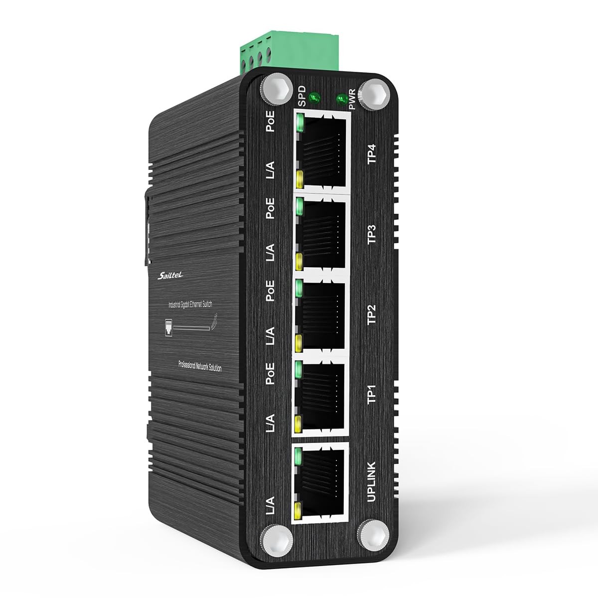 5-Port Full Gigabit PoE Switch - 4×30W IEEE802.3af/at PoE Ports, DC12-48V Inp...