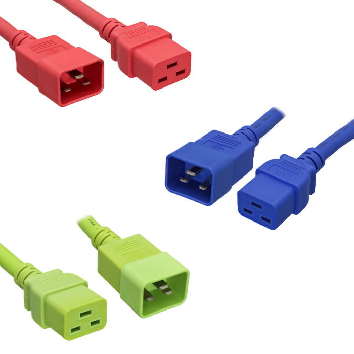 2FT-10FT Color-Coded R/B/G C19/C20 Power Cable Cord 12AWG Server Network Router
