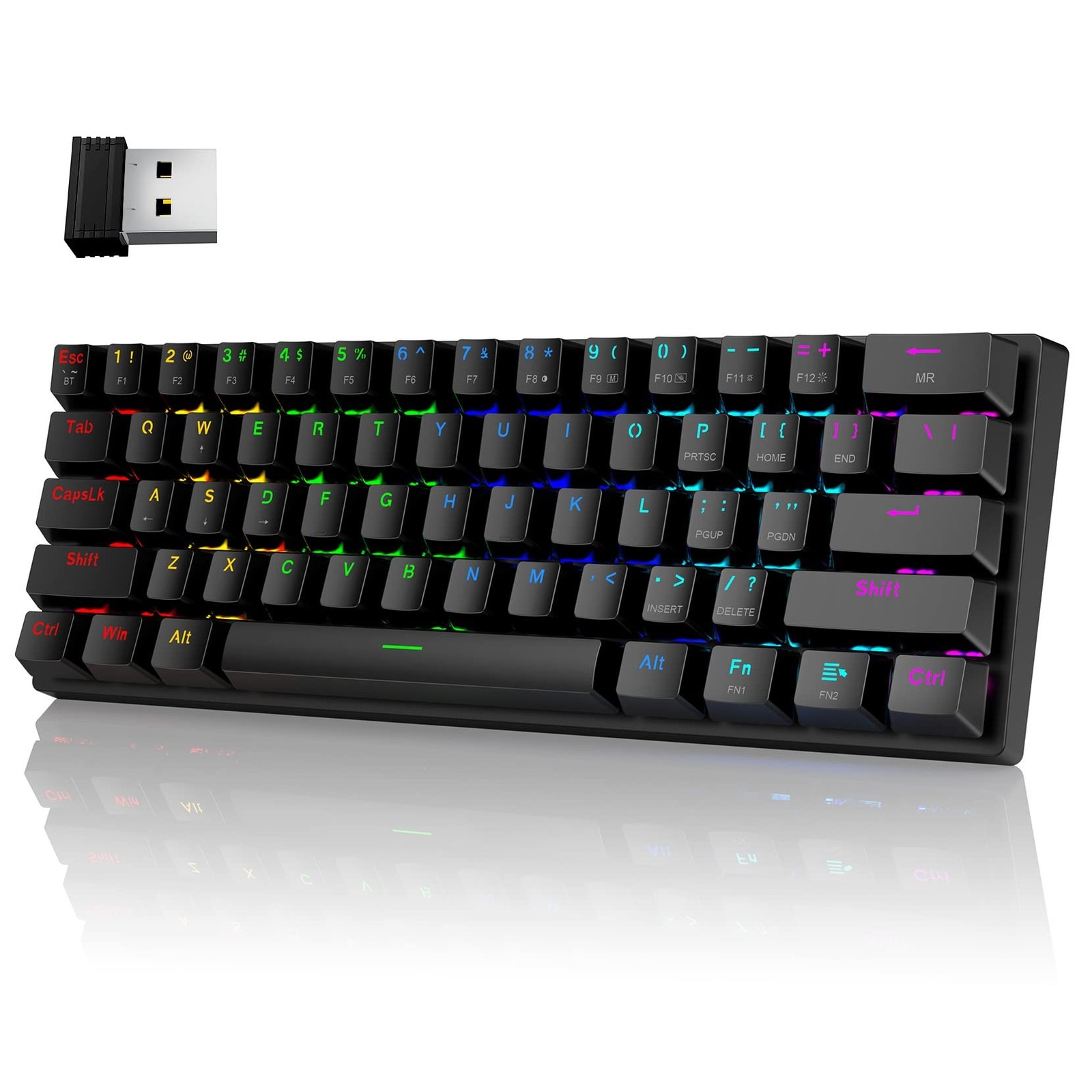 Pauroty 60% Wireless Mechanical Keyboard, Triple Mode 2.4G/USB-C/Bluetooth Ga...