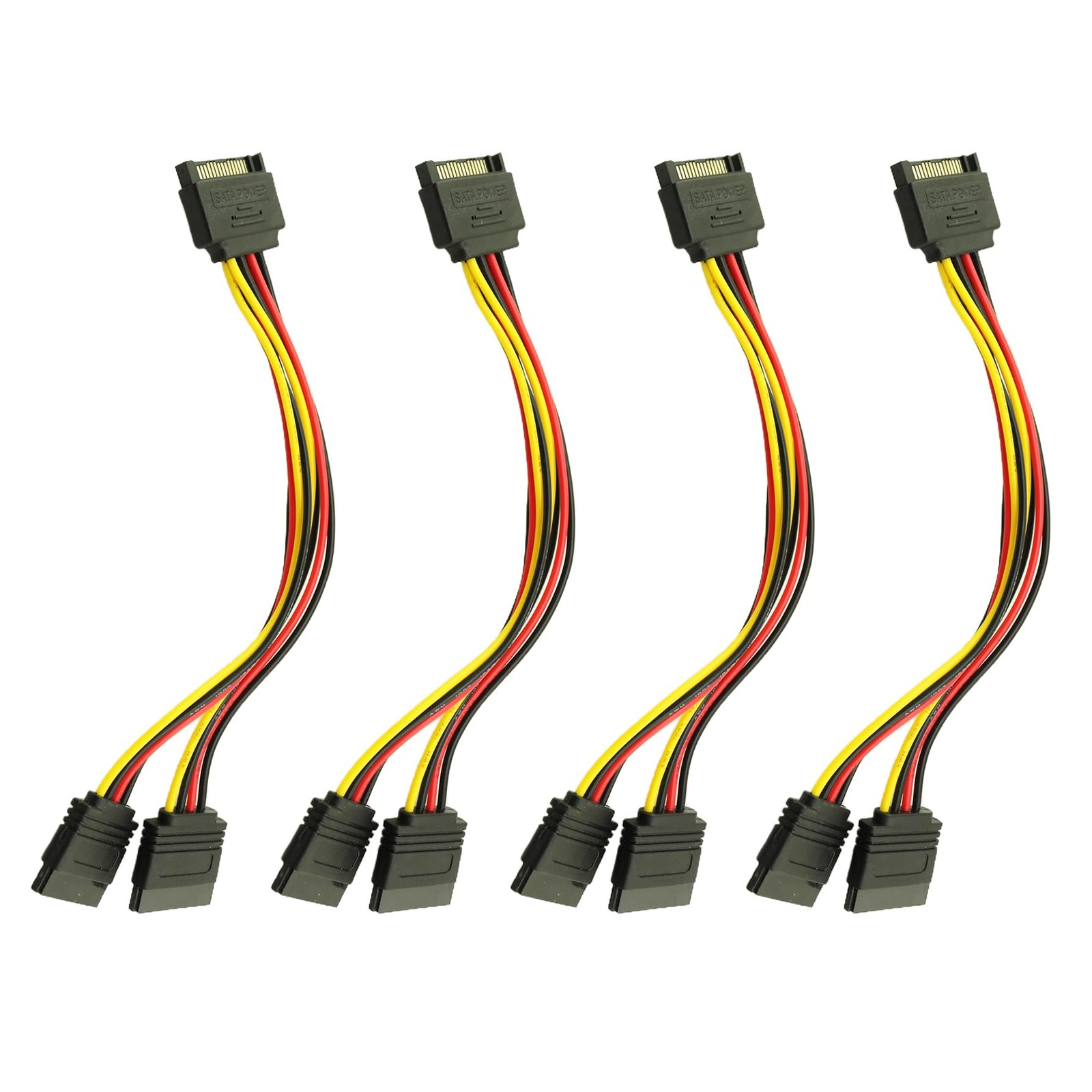 4PCS Sata 1 in 2 Hard Disk Drive Power Cable with Clip Copper 20CM Long 15P t...