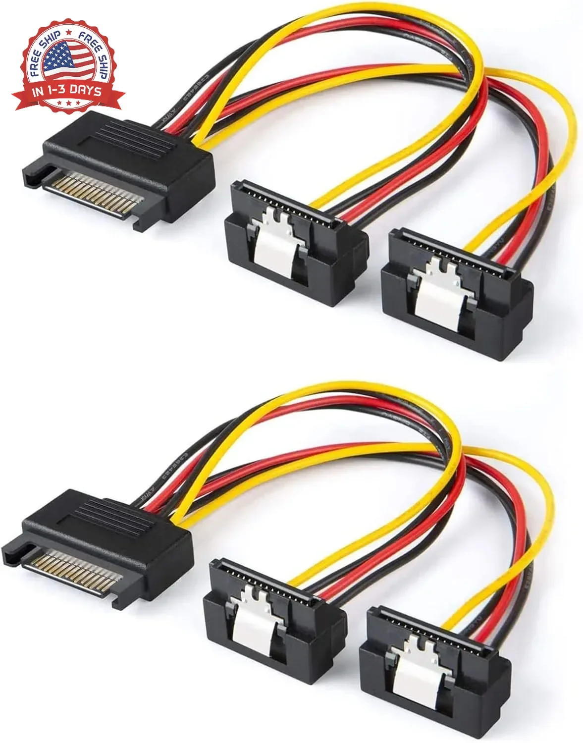 SATA Power Cable,2-Pack 6-Inch 15Pin SATA to 2xSATA Cable