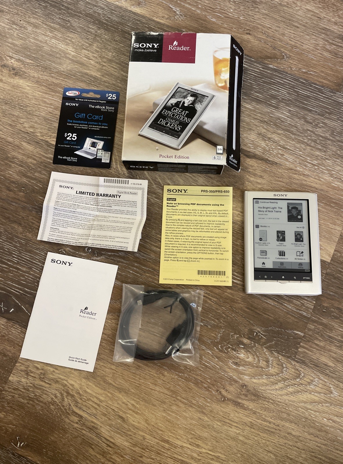 Sony Reader PRS-350 Pocket Edition 5” E-Reader Silver Tested Working