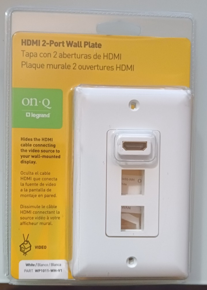 On-Q Legrand (WP1011-WH-V1) HDMI 2-Port Network Data Jack Wall Plate White