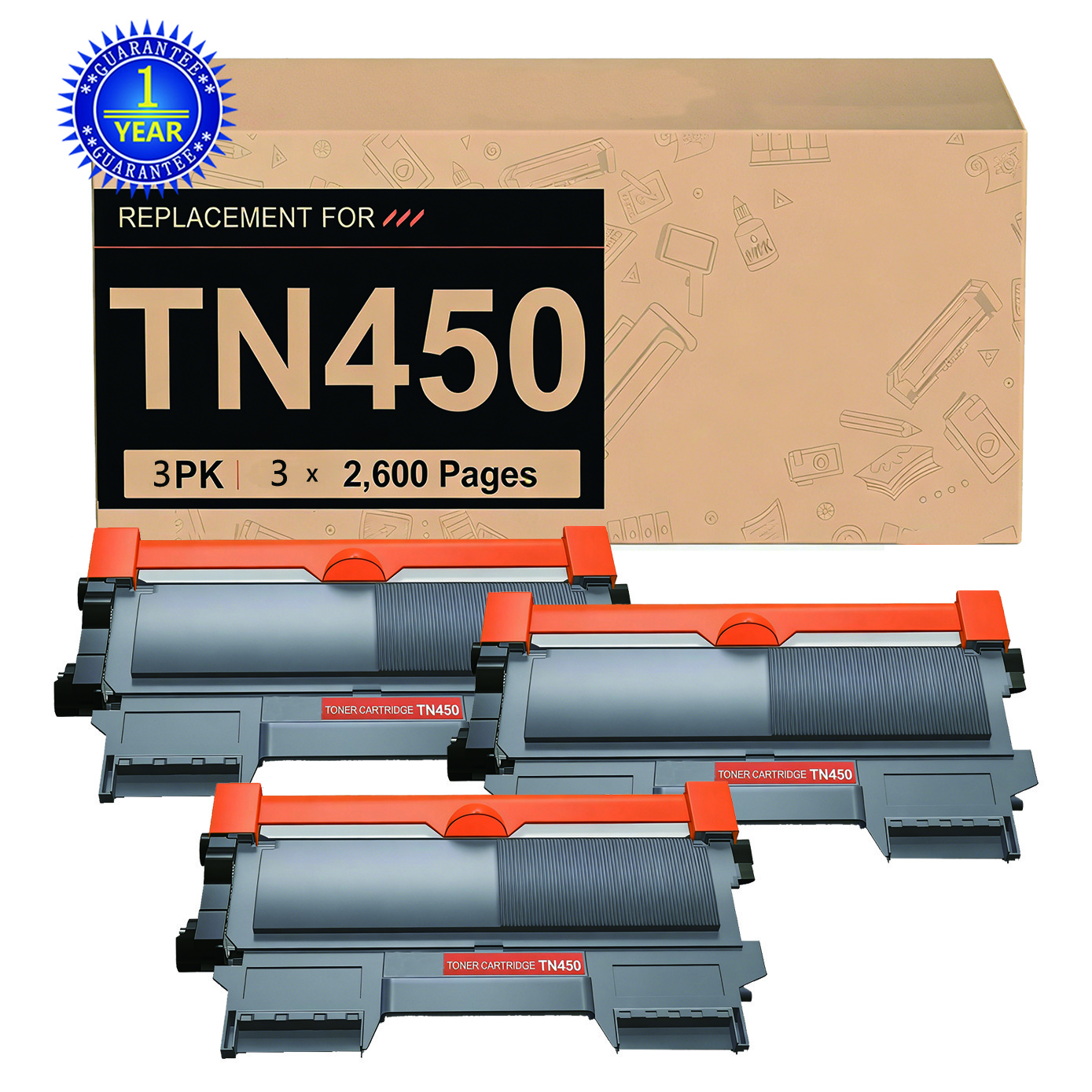 3PK TN450 Toner Compatible for Brother HL-2270DW HL-2280DW 2240 Intellifax 2840