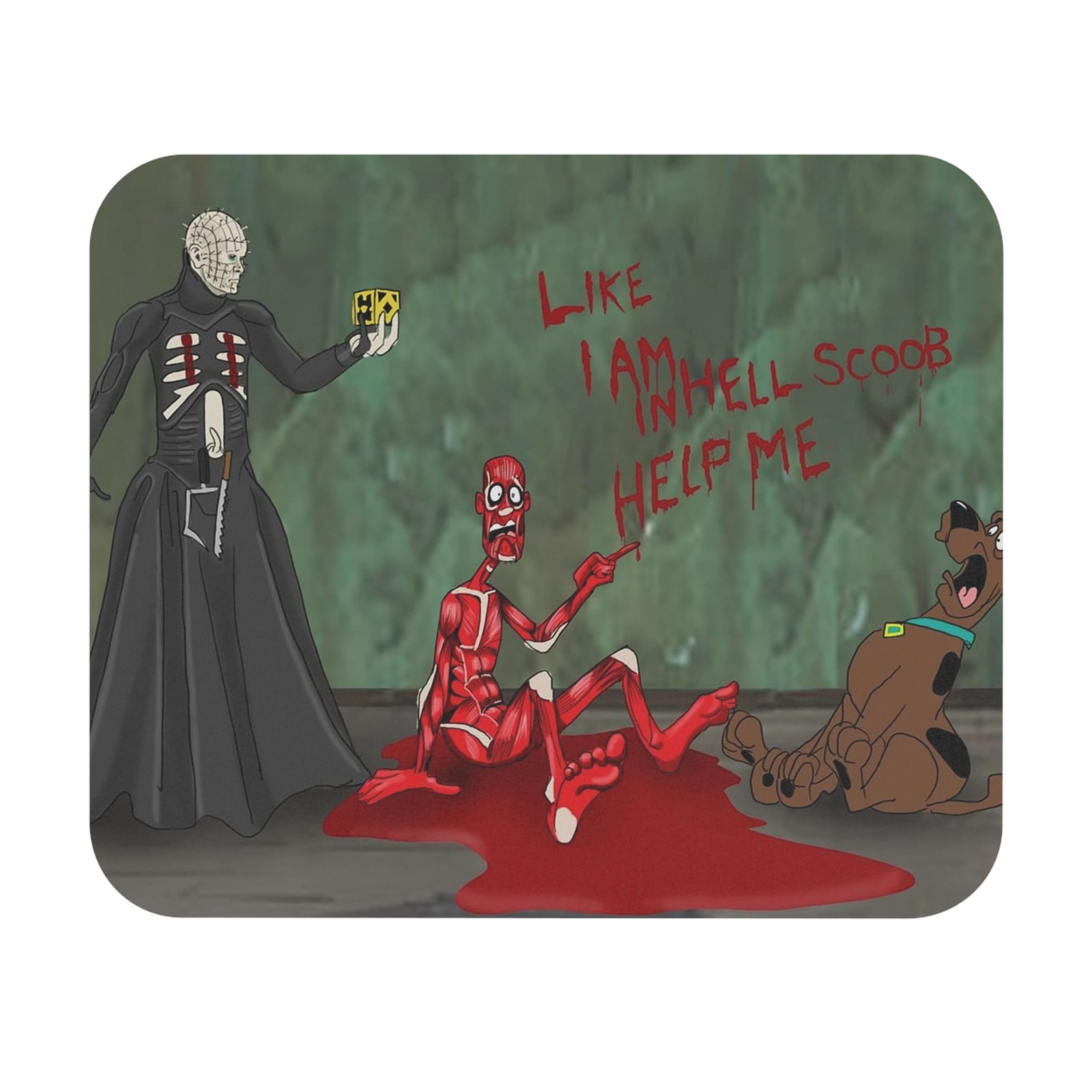 Scooby Doo & Shaggy Meets Pinhead Mouse Pad Like I'm In Hell Scoob Help Me NEW