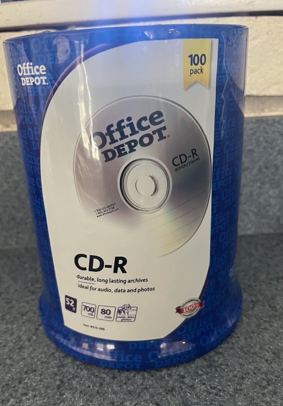 Office Depot CD-R 52X 700MB/80MIN 100 Pack Spindle Sealed Brand New Blank CD-Rs
