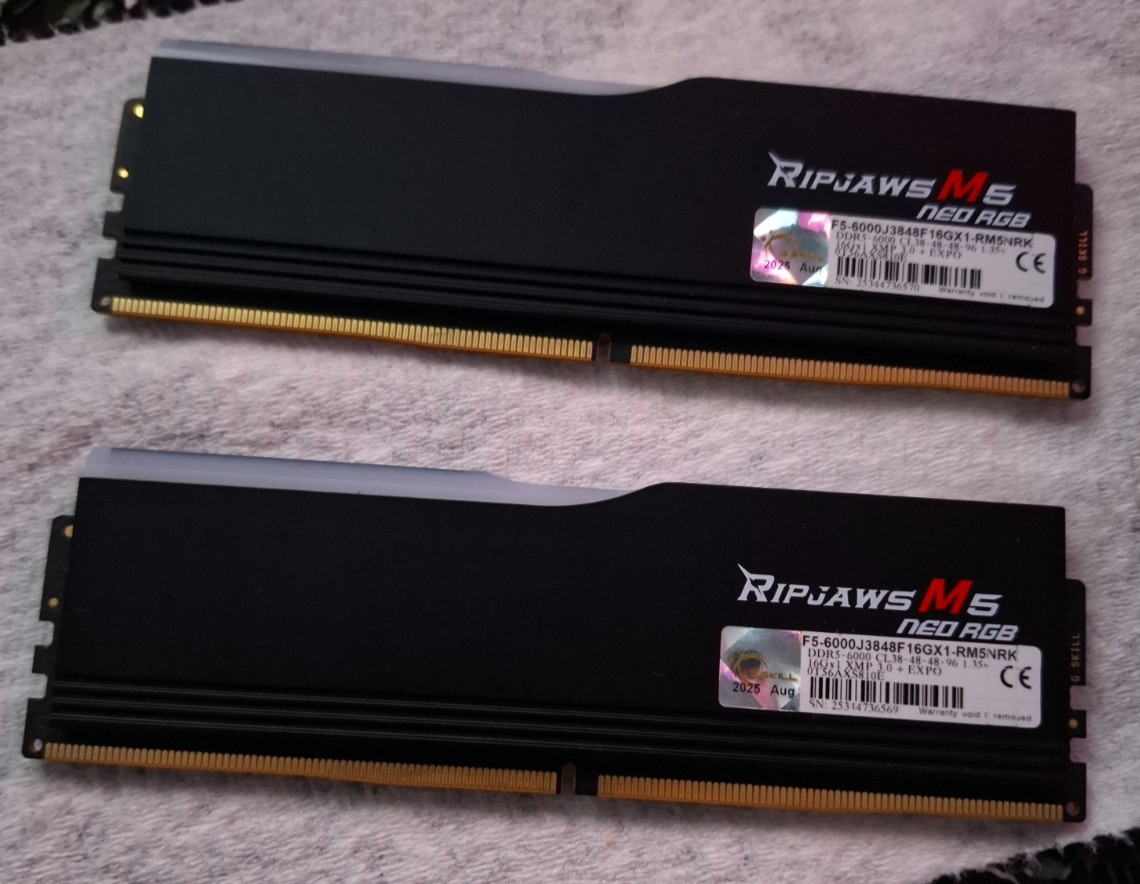 G.Skill Ripjaws M5 Neo RGB 32GB 2x16GB DDR5 6000MHz F5-6000J3848F16GX1-RM5NRK