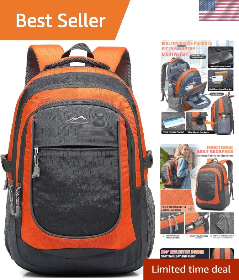 15.6 Inch Laptop Backpack - Reflective and Ergonomic Daypack for Travel & Hiking