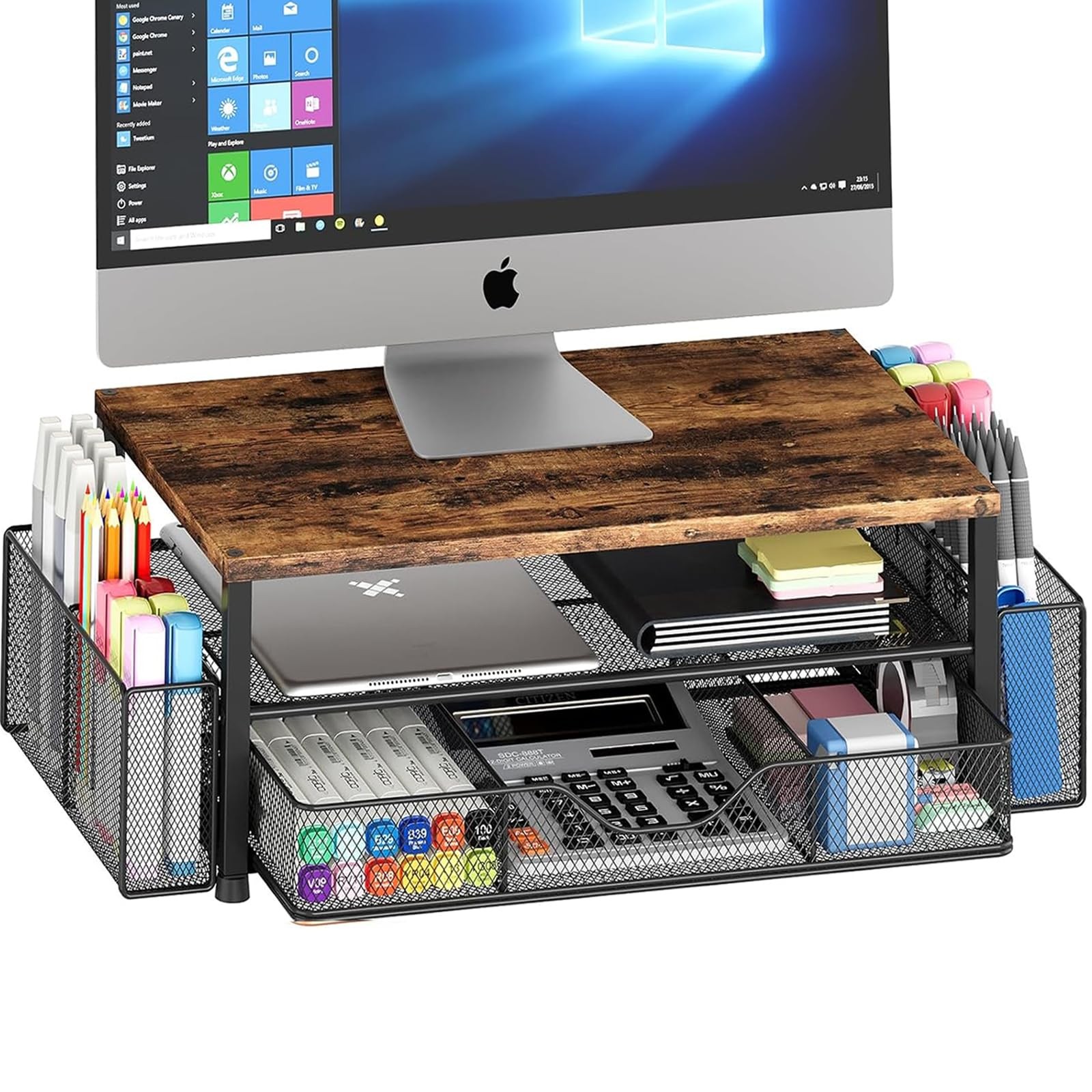 OPNICE Desk Organizer and Accessories, 2-Tier Computer Monitor Stand Riser with