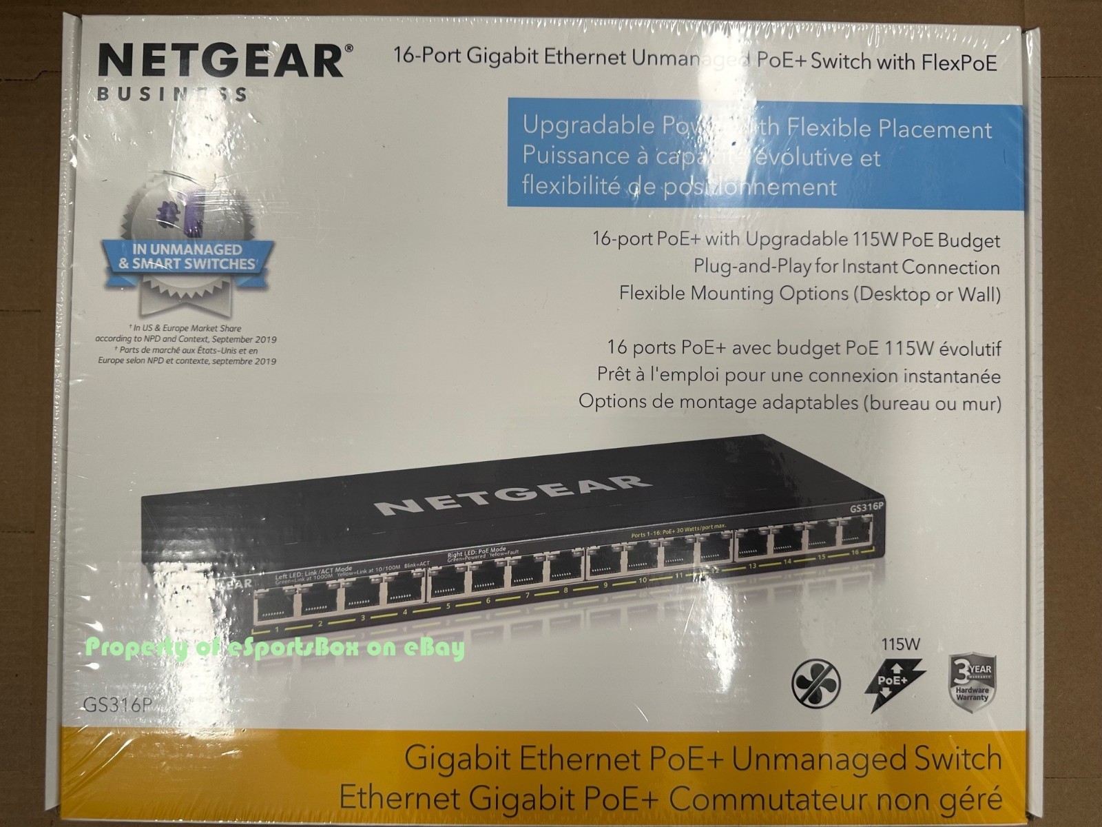 BRAND NEW NETGEAR (GS316P-100NAS) 16-Port PoE+ Rack Mountable Ethernet Switch