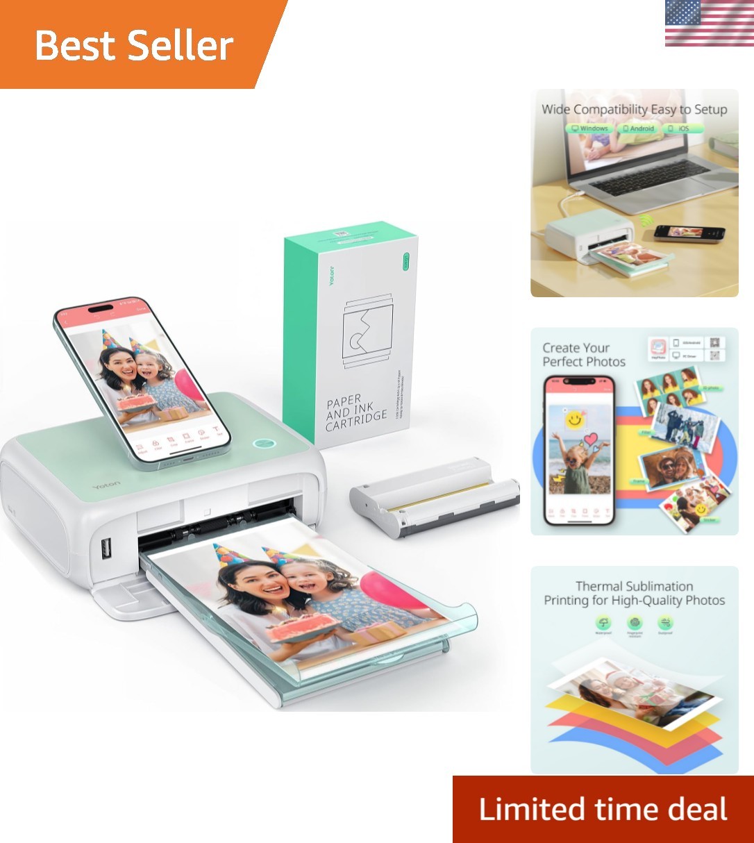 4"x6" Photo Printer with 54 Sheets, AR Video Function, Hand Control & Wi-Fi