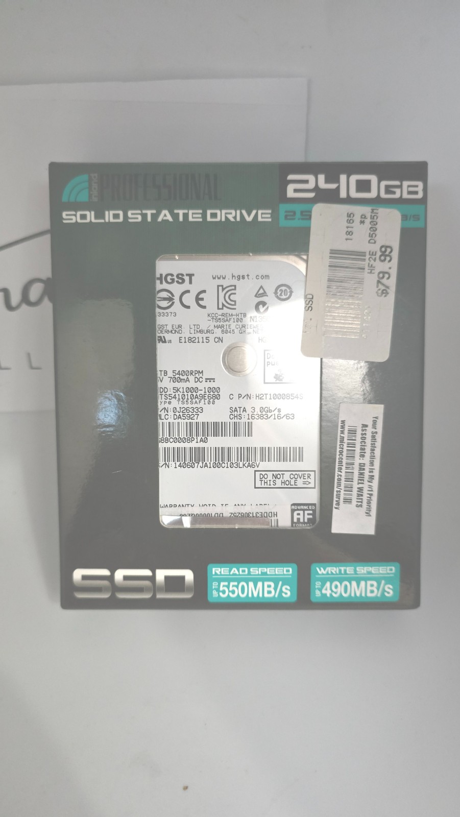 HGST 240GB 2.5 Inch Solid State Drive 5400RPM SATA 3.0gb/s