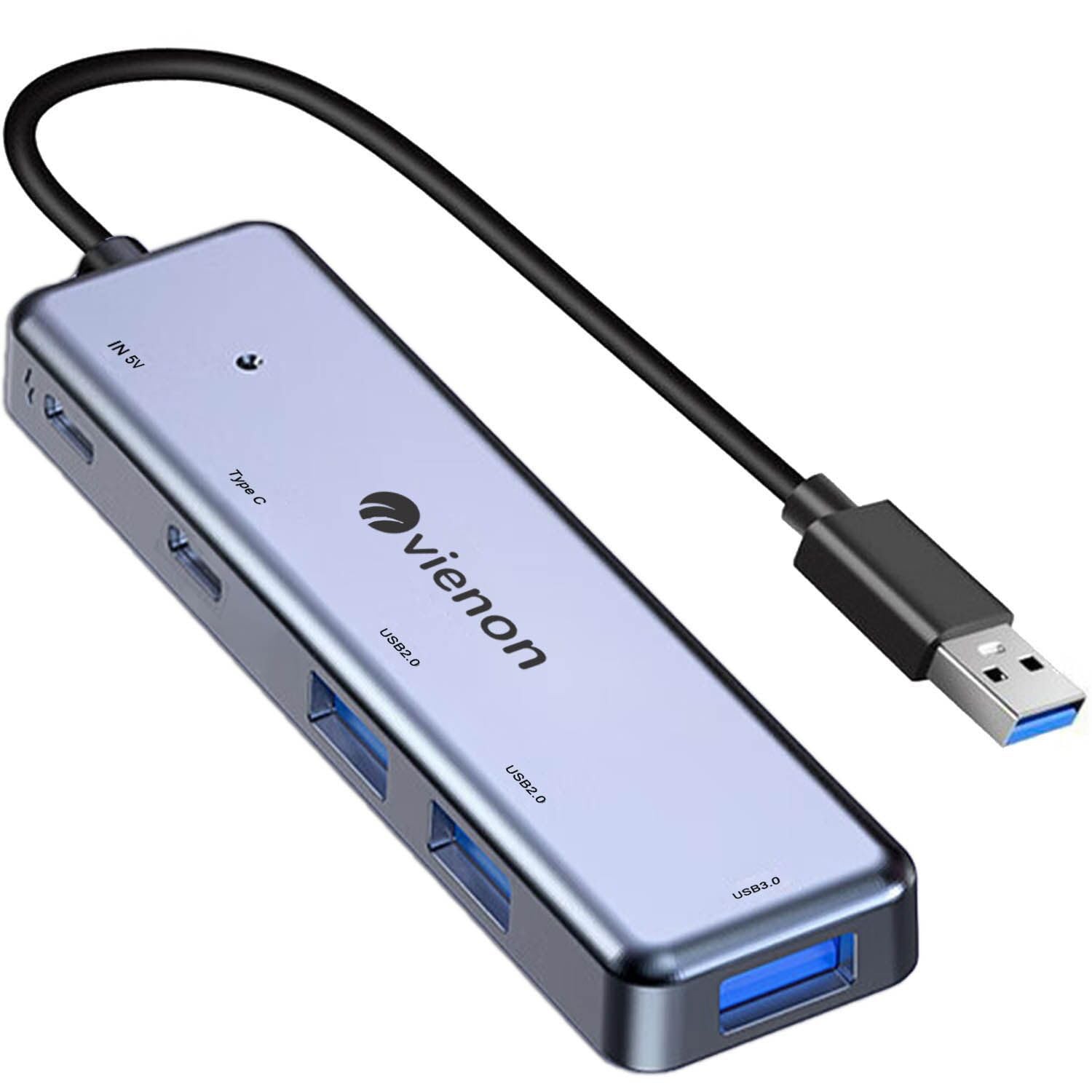 USB 3.0 Hub 5 in 1, USB Splitter with USB-C Power Port, USB-C Data Port, USB ...