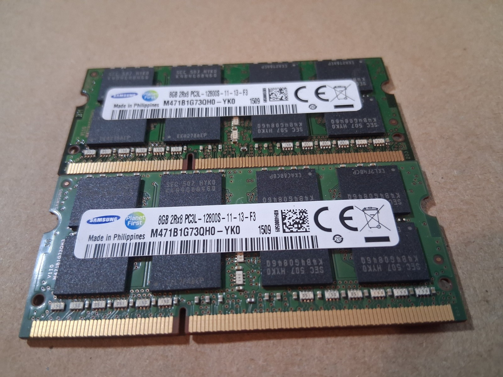 SAMSUNG 16Gb (2x8Gb) LAPTOP SODIMM MEMORY RAM DDR3 PC3L-12800S M471B1G73QH0-YK0