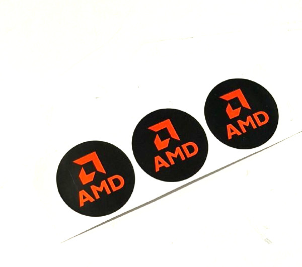 3 x GPU Graphics Card Fan Round Sticker  Label Decal for AMD, 28mm