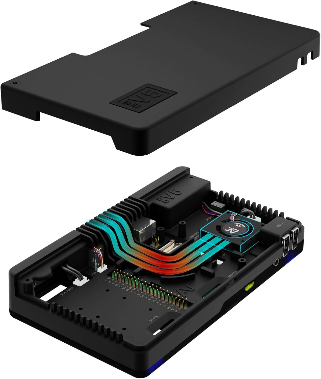 Argon ONE V5 Aluminum Case for Raspberry Pi 5 - Builtin DAC, Expandable Dual