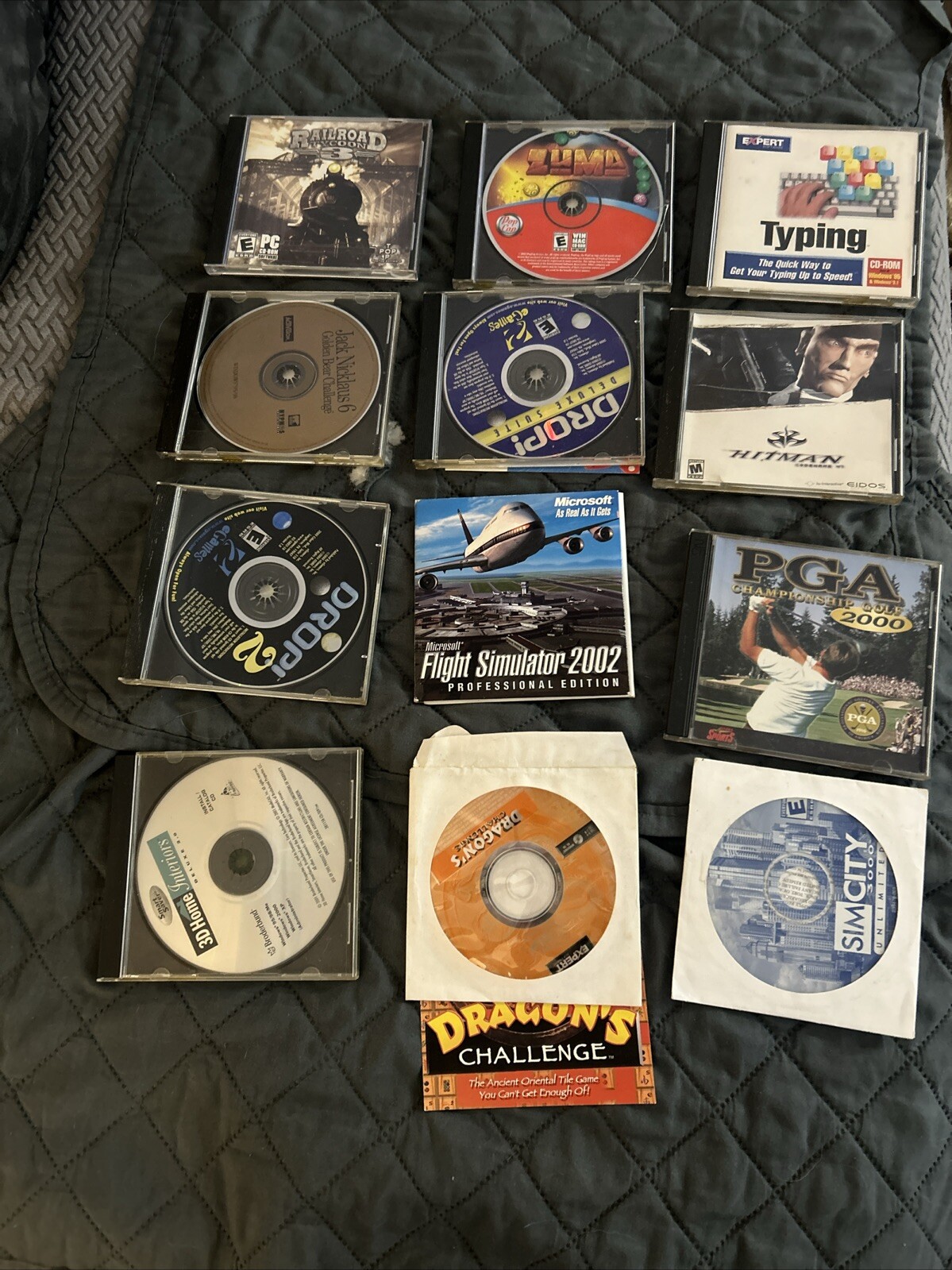 Vintage PC (12) Games Railroad Tycoon 3, Hitman, J Nicklaus 6, Sim City 3000, Ec