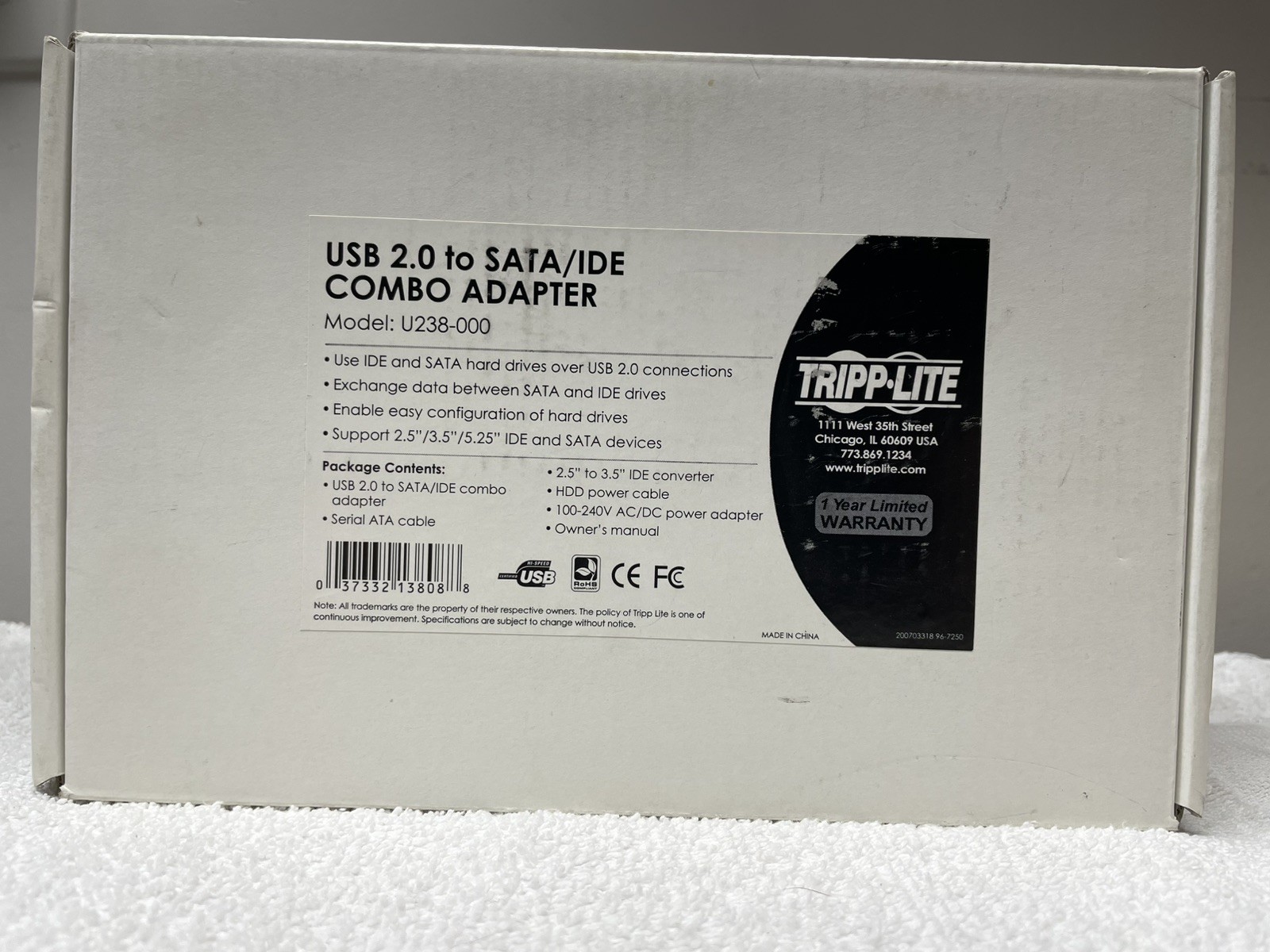 Tripp Lite U238-000 USB 2.0 to SATA / IDE Combo Adapter 2.5  3.5  5.25”