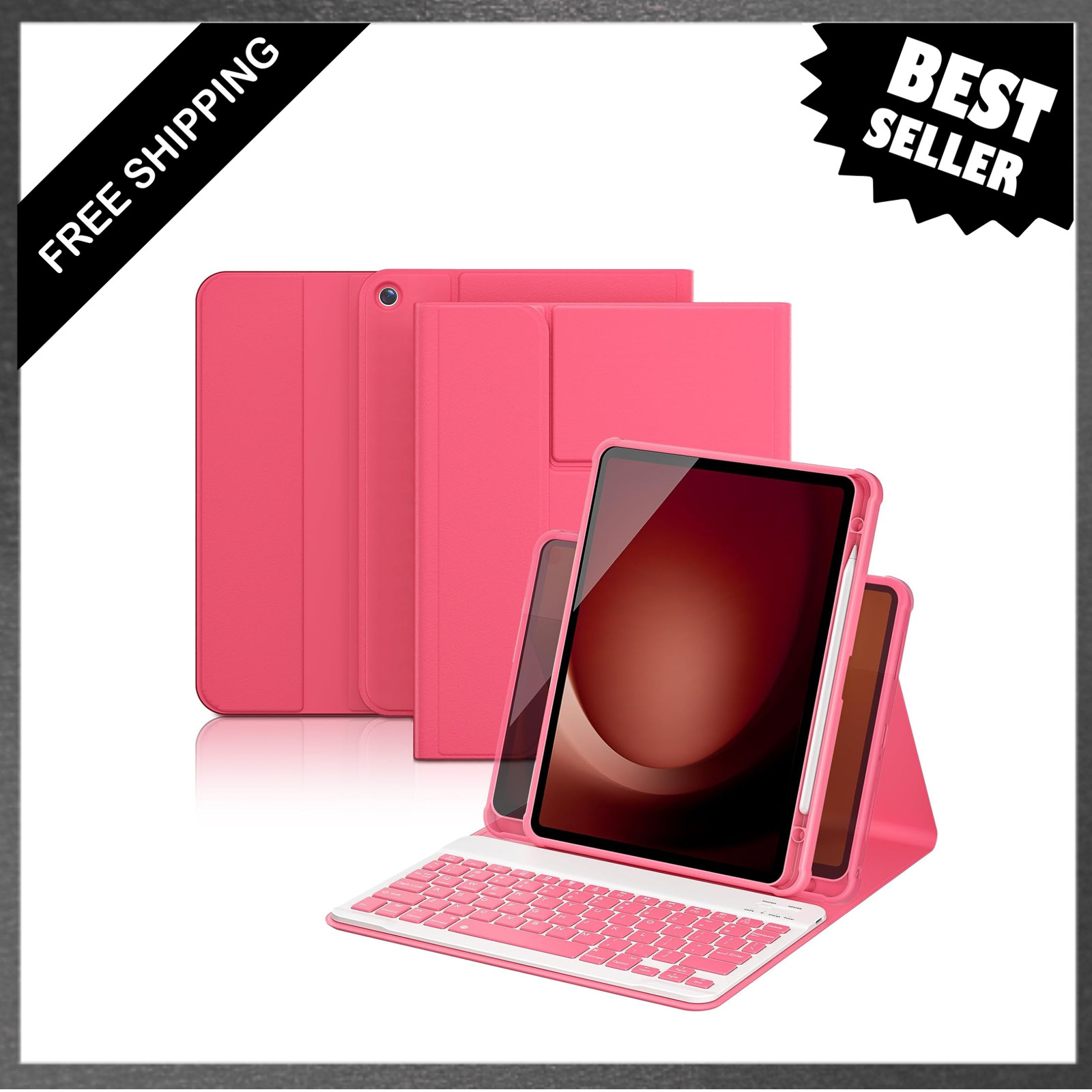 Samsung Galaxy Tab A11 Plus A9 Plus Keyboard Case with 7-Color Backlight, 360