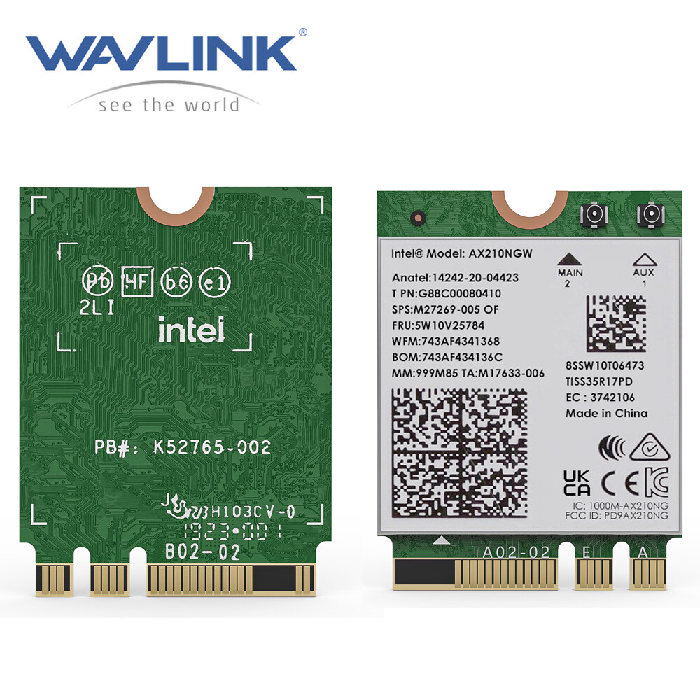 WAVLINK BASE-T/M.2/PCIE NETWORK CARD WIFI6/7 NETWORK ADAPTER INTEL AX210 BRACKET