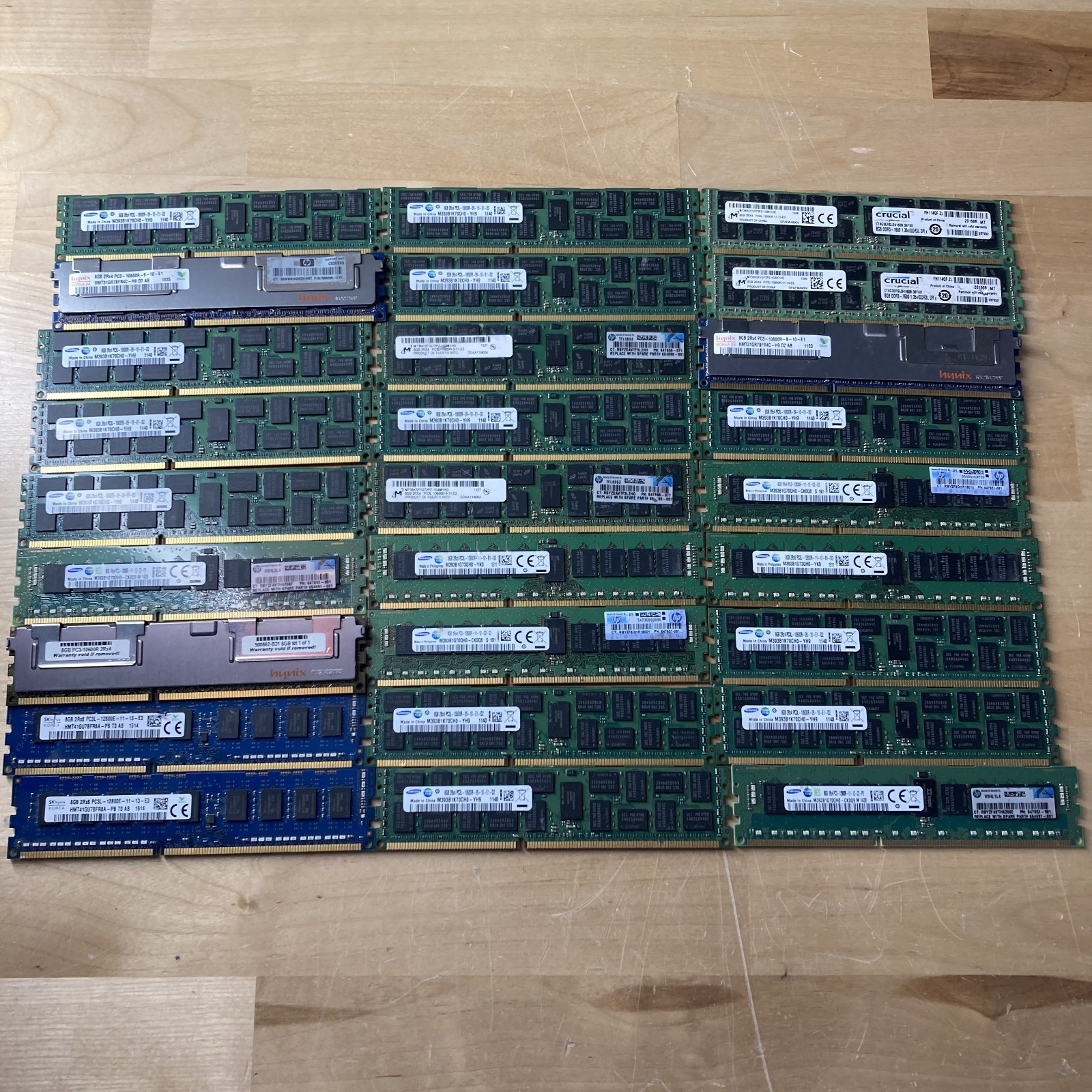 LOT OF 27-Mixed Lot of 8GB (27x8GB=216GB TOTAL) PC3L-12800R ECC REG Server RAM