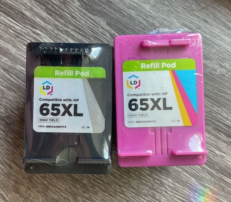LD Products Compatible HP 65XL High Yield Refill Pod Ink Cartridges (Black and T